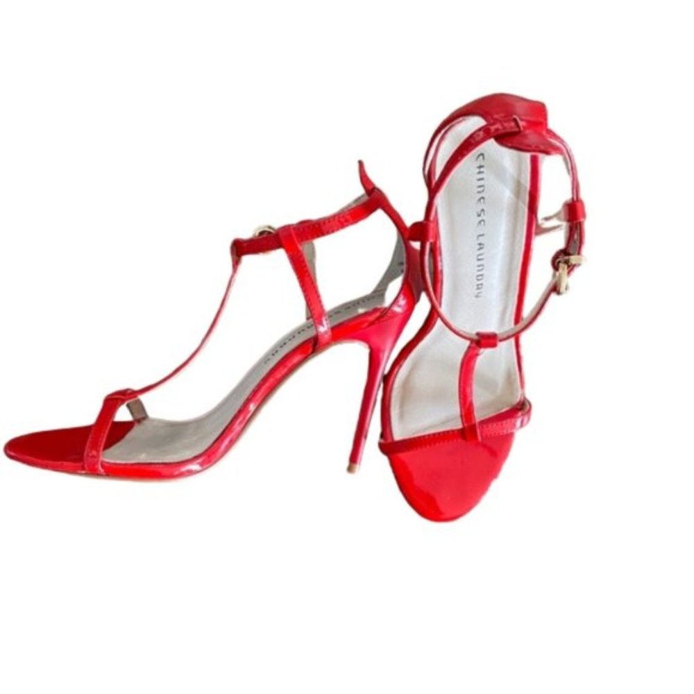 CHINESE LAUNDRY Red “Leo” T-Strap Open-Toe Heel